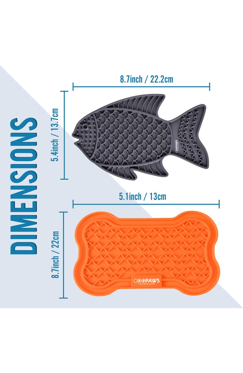 GOOPAWS Licking Mat 2Pack, Slow Feeder Pads For Dogs & Cats, Alternate, color, Multicolored