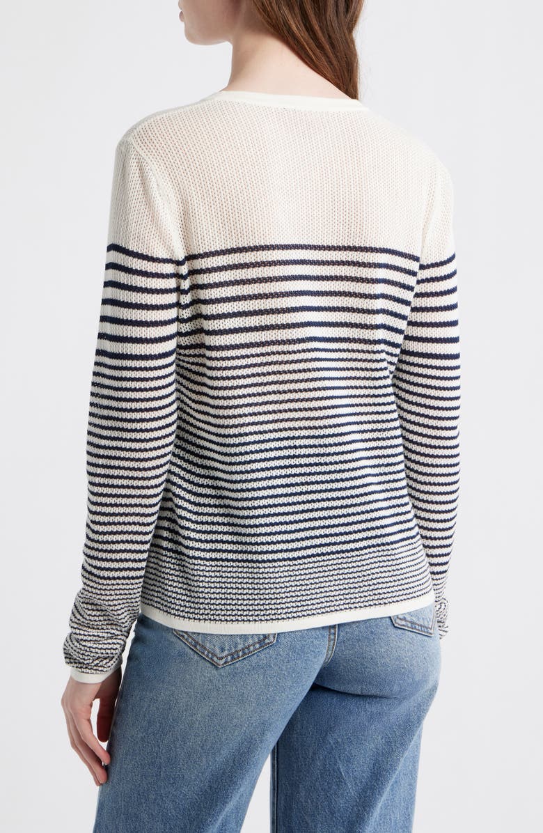 rag & bone Daisy Stripe Cotton Blend Cardigan, Alternate, color, White