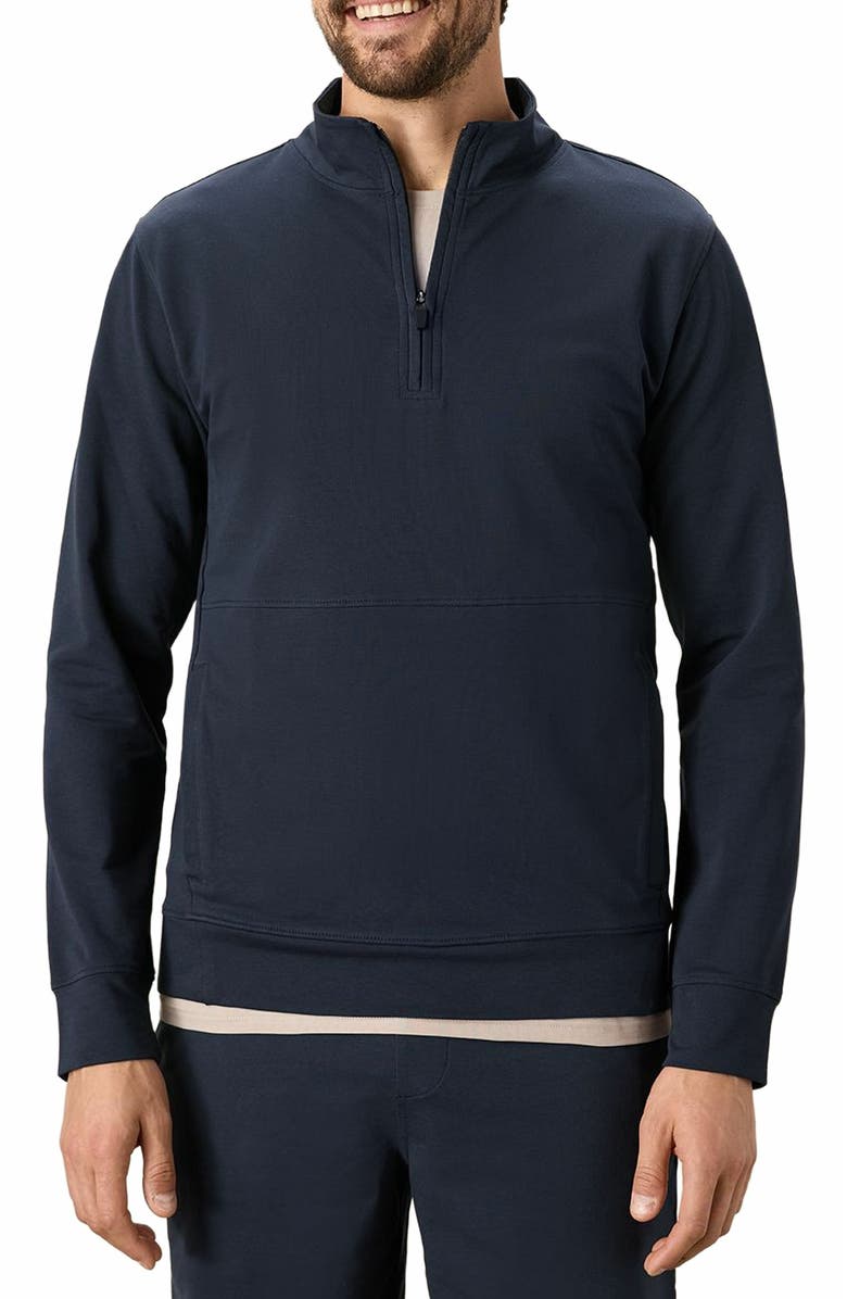 Pact Organic Cotton Stash French Terry Quarter Zip, Alternate, color, Midnight Blue