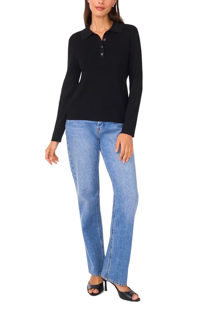 Halogen<sup>®</sup> Rib Polo, Alternate, color, Rich Black