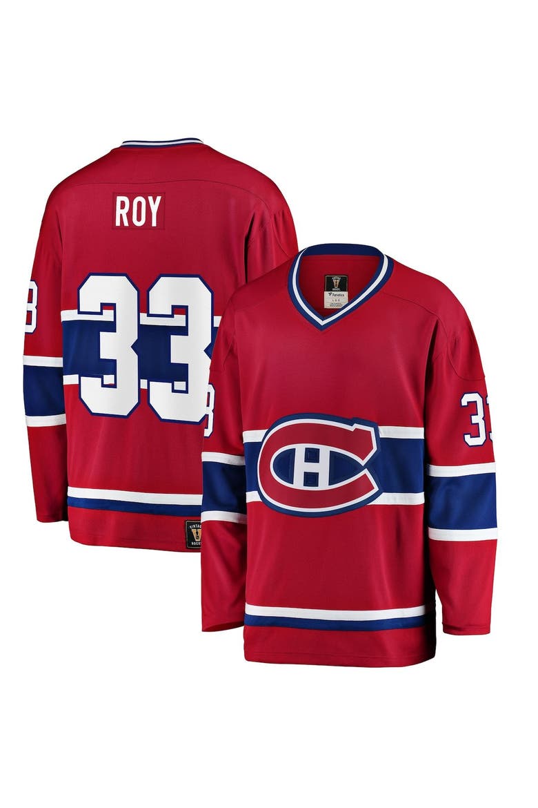 Men's Fanatics Branded Patrick Roy Red Montreal Canadiens Premier Breakaway Retired Player Jersey, Main, color, Red