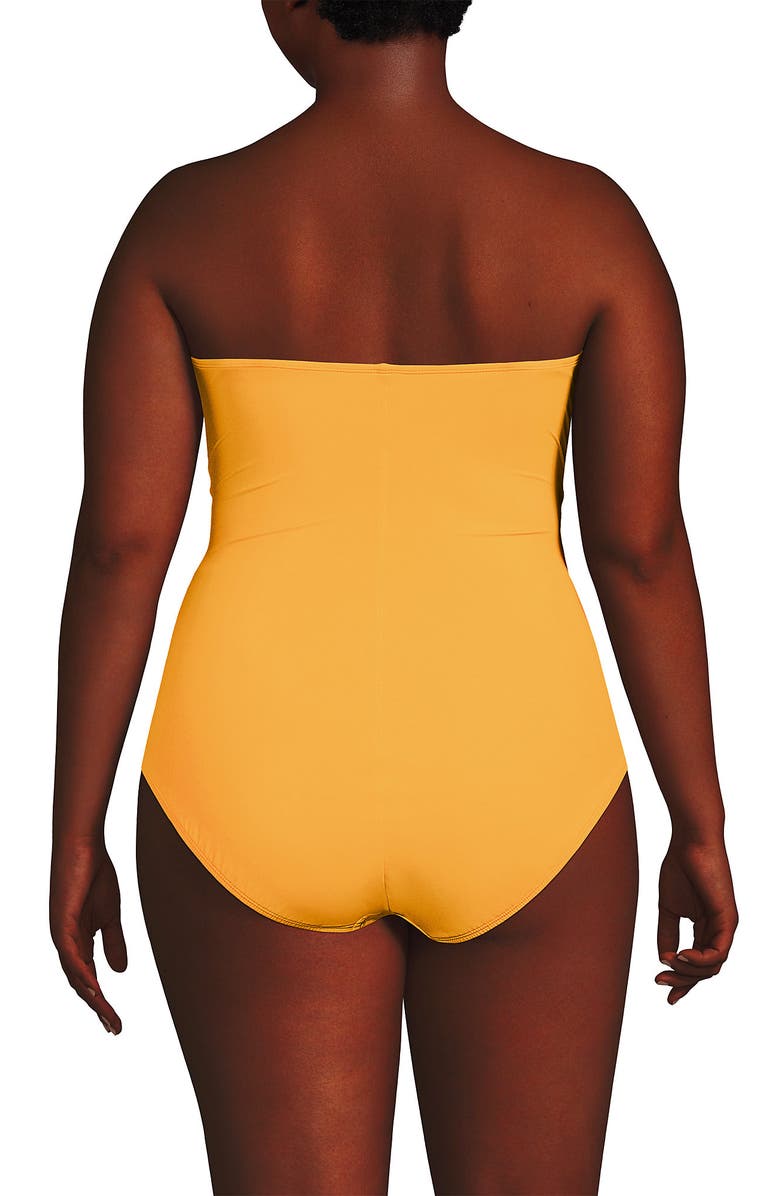 Lands' End Plus Size Slender Suit U-Wire Bandeau One Piece Swimsuit, Alternate, color, Sweet Mango