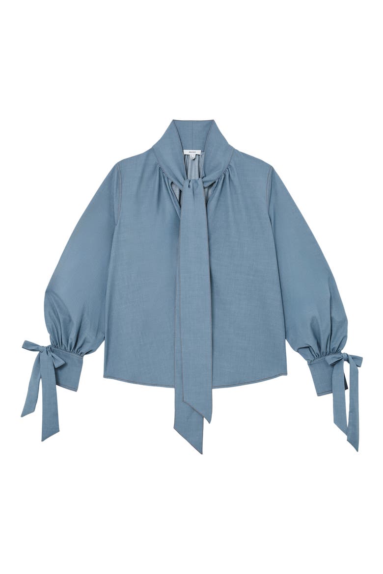 Tie-Neck Blouse, Alternate, color, LIGHT BLUE