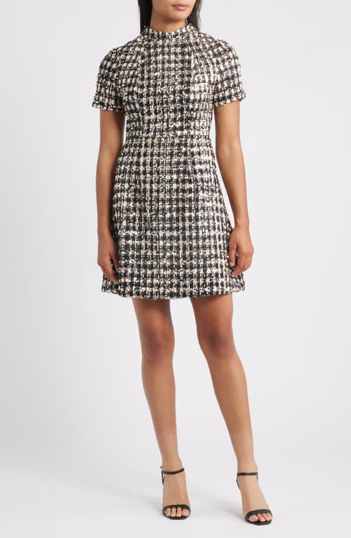 Vince Camuto Sequin Tweed Dress In Gray