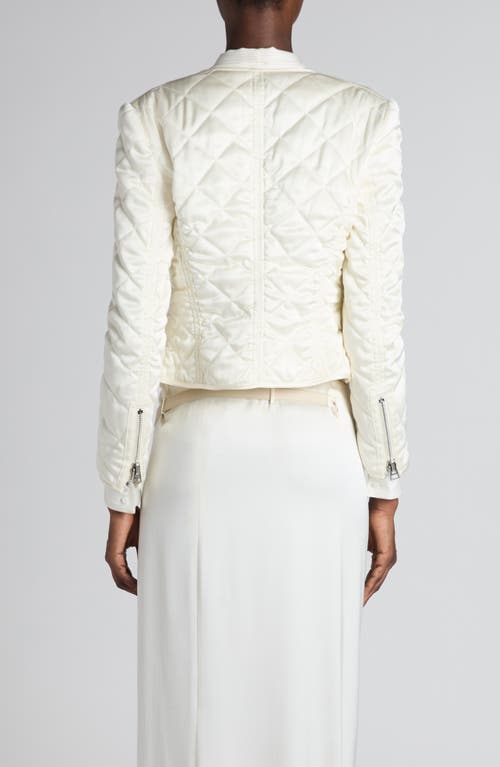 Tom Ford Quilted Silk Zip Jacket In Grunge White