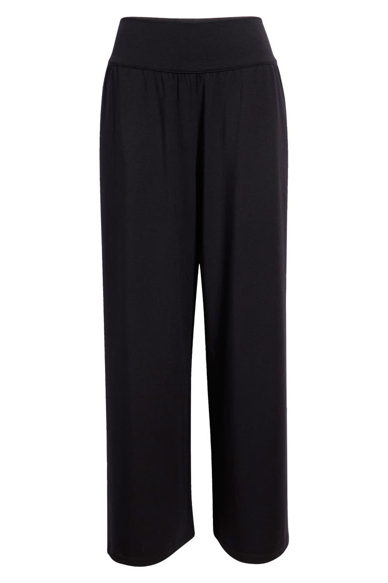 High Waist Wide Leg Stretch Modal Pants, Alternate, color, BLACK