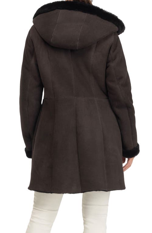 Gorski Merino Shearling Hooded Coat In Brown
