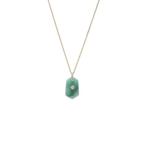 CZ Bezel Unique Shape Natural Stone Necklace