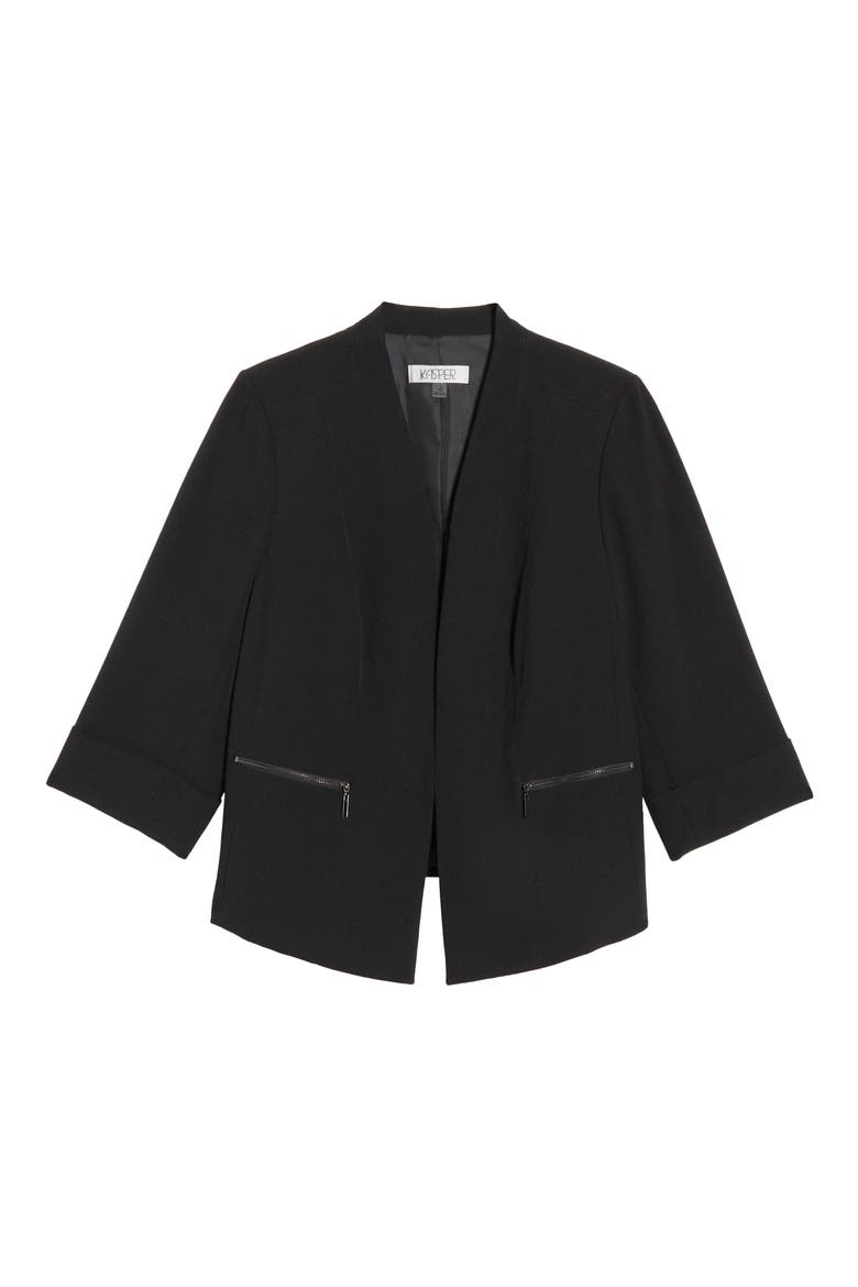 Stretch Crepe Jacket, Alternate, color, BLACK