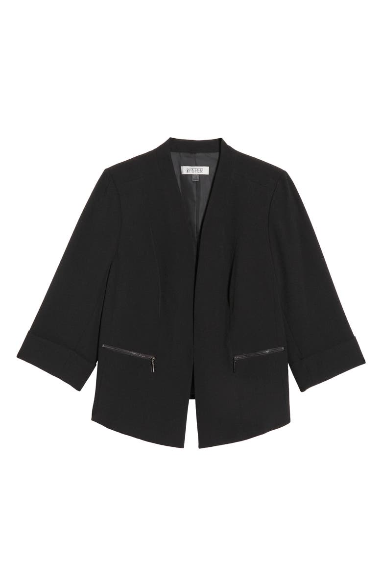 KASPER Stretch Crepe Jacket, Alternate, color, Black