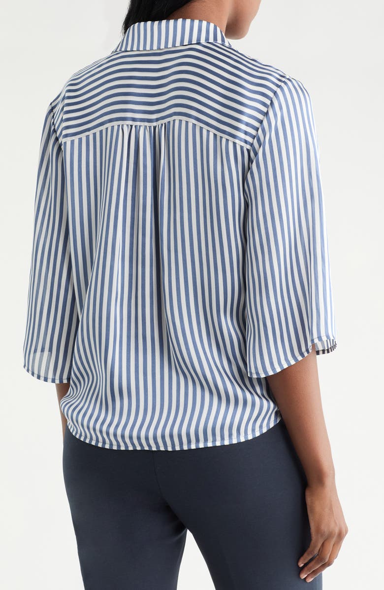 Pleione Print Tie Front Shirt, Alternate, color, Slate Cream Stripe