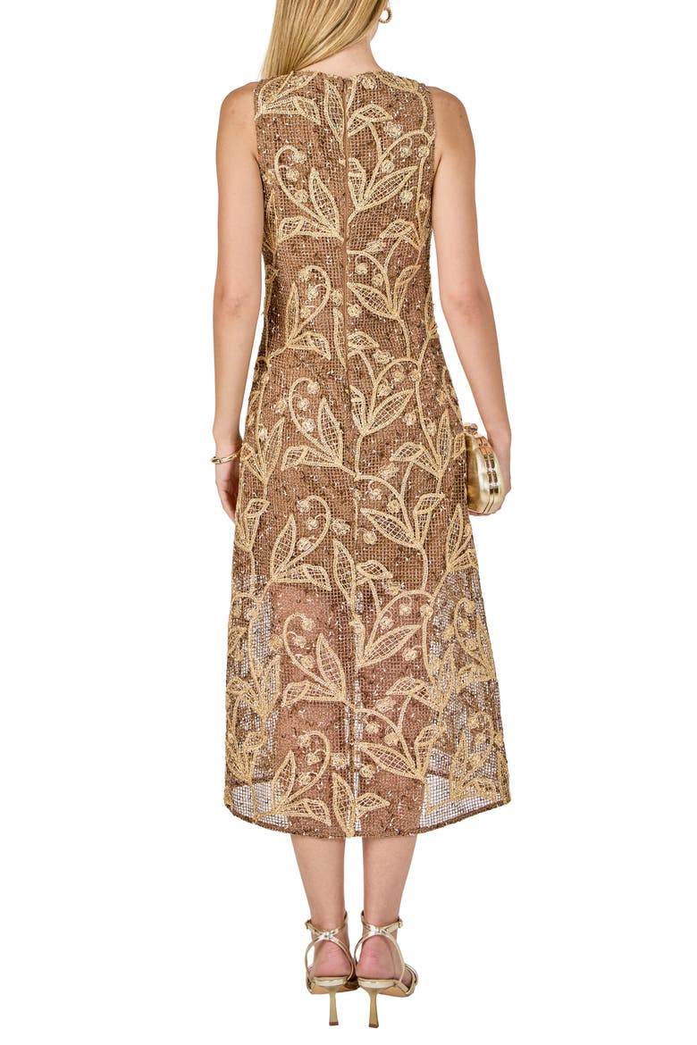 Sleeveless Mesh Midi Dress, Alternate, color, BEIGE MULTI