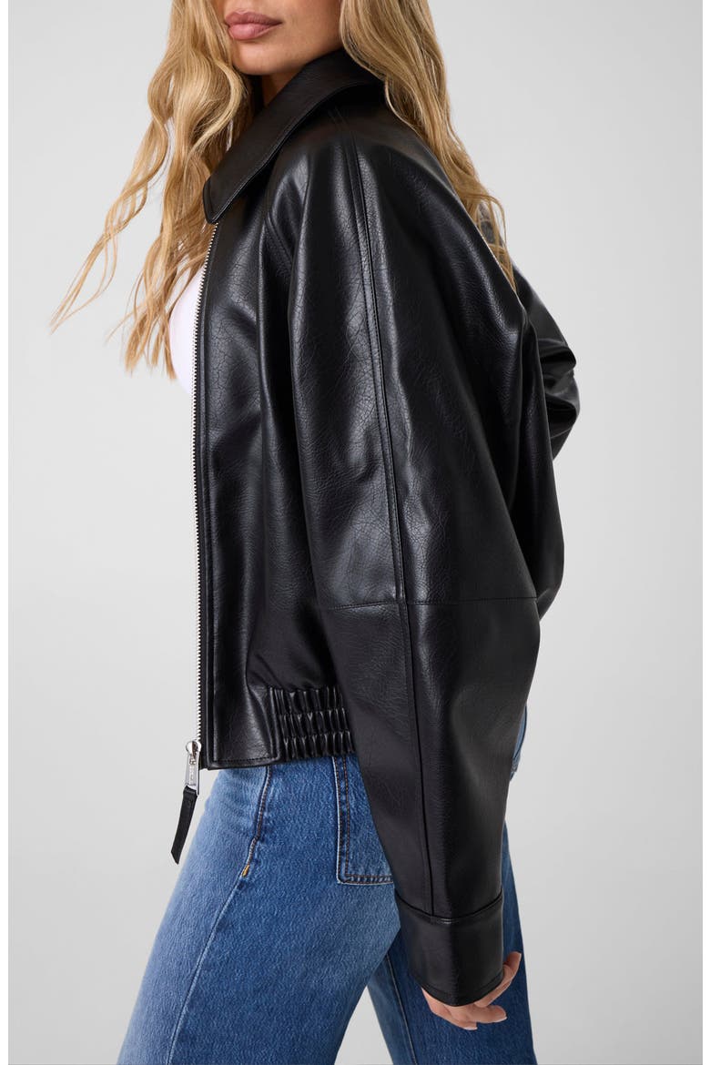 Audrine Faux Leather Bomber Jacket, Alternate, color, JBLACK-BLACK