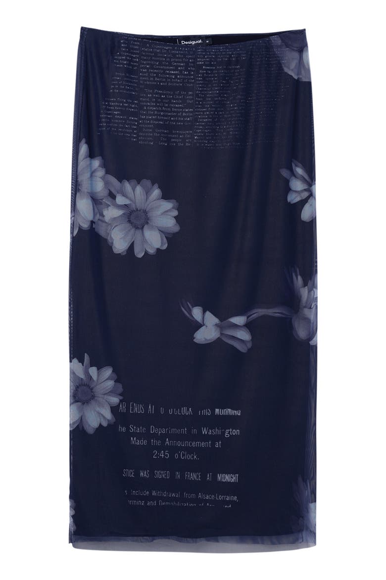 Tulle Newspaper Midi Skirt, Alternate, color, BLUE