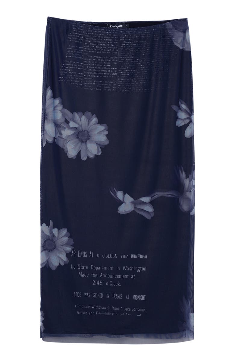 Desigual Tulle Newspaper Midi Skirt, Alternate, color,