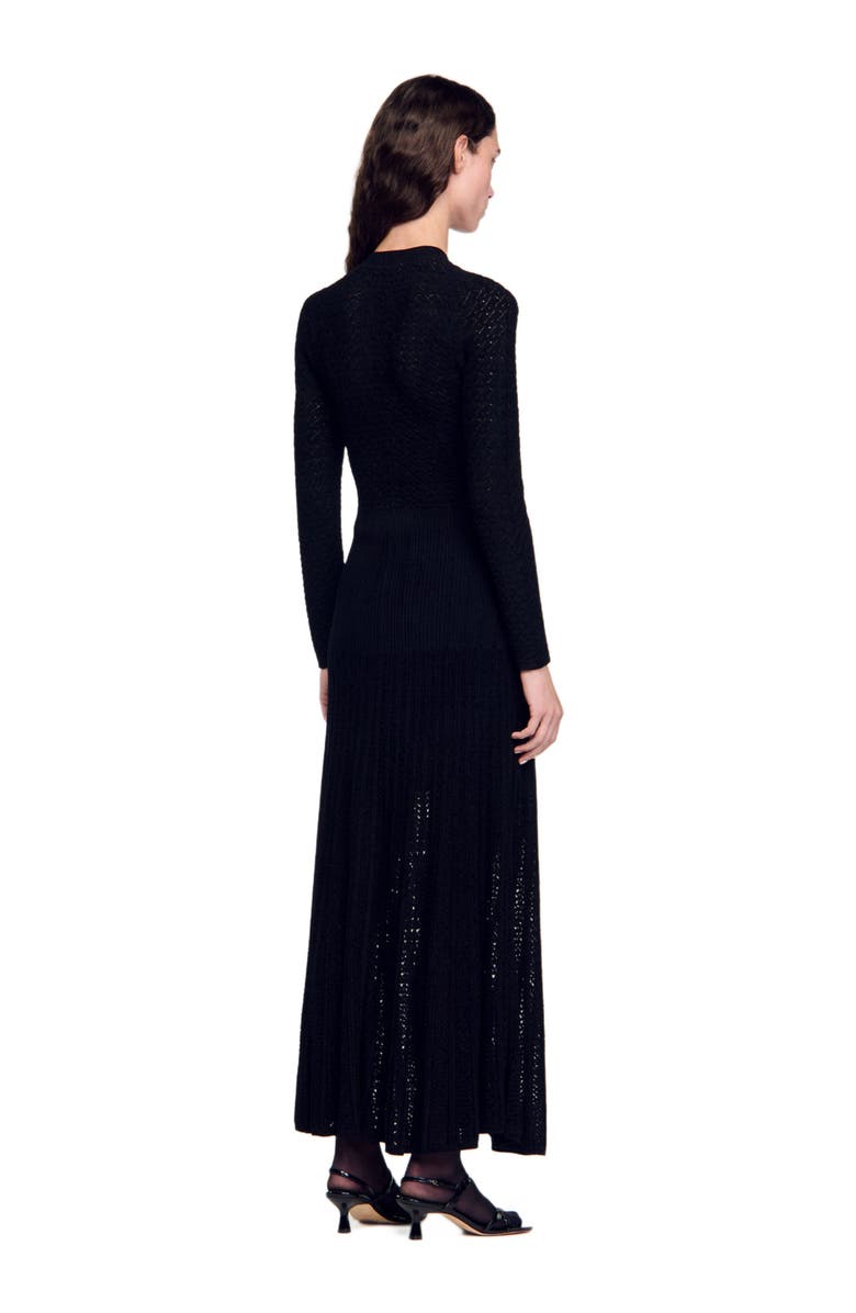 SANDRO Velvet-effect knit maxi dress, Alternate, color, 