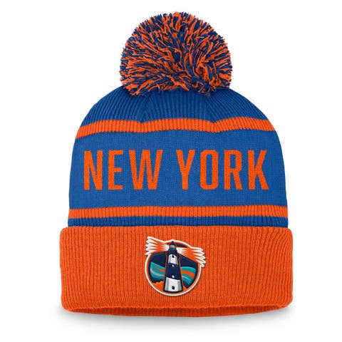 Men's Fanatics Royal/Orange New York Islanders Heritage Cuffed Knit Hat with Pom