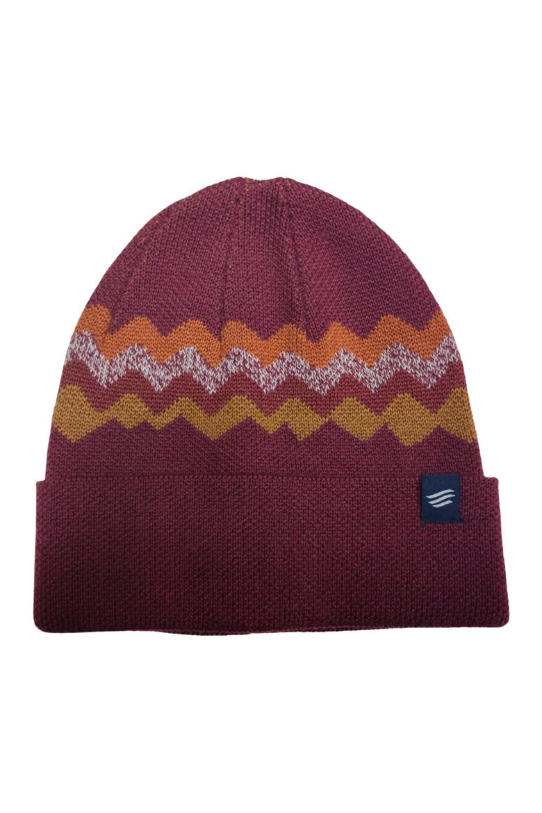 The Merino Wool Mountain Scape Knit Beanie, Main, color, Burgundy