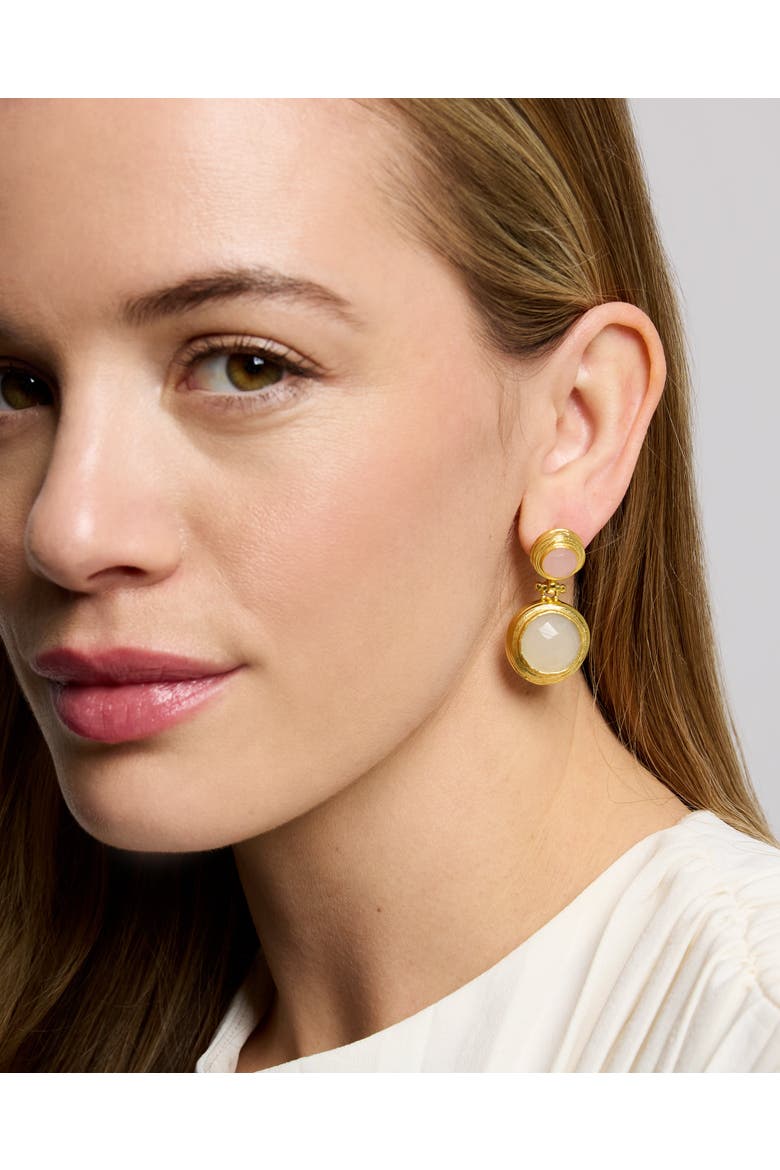 Lilis Rose Quartz and White Chalcedony Drop Earring, Alternate, color, Gold
