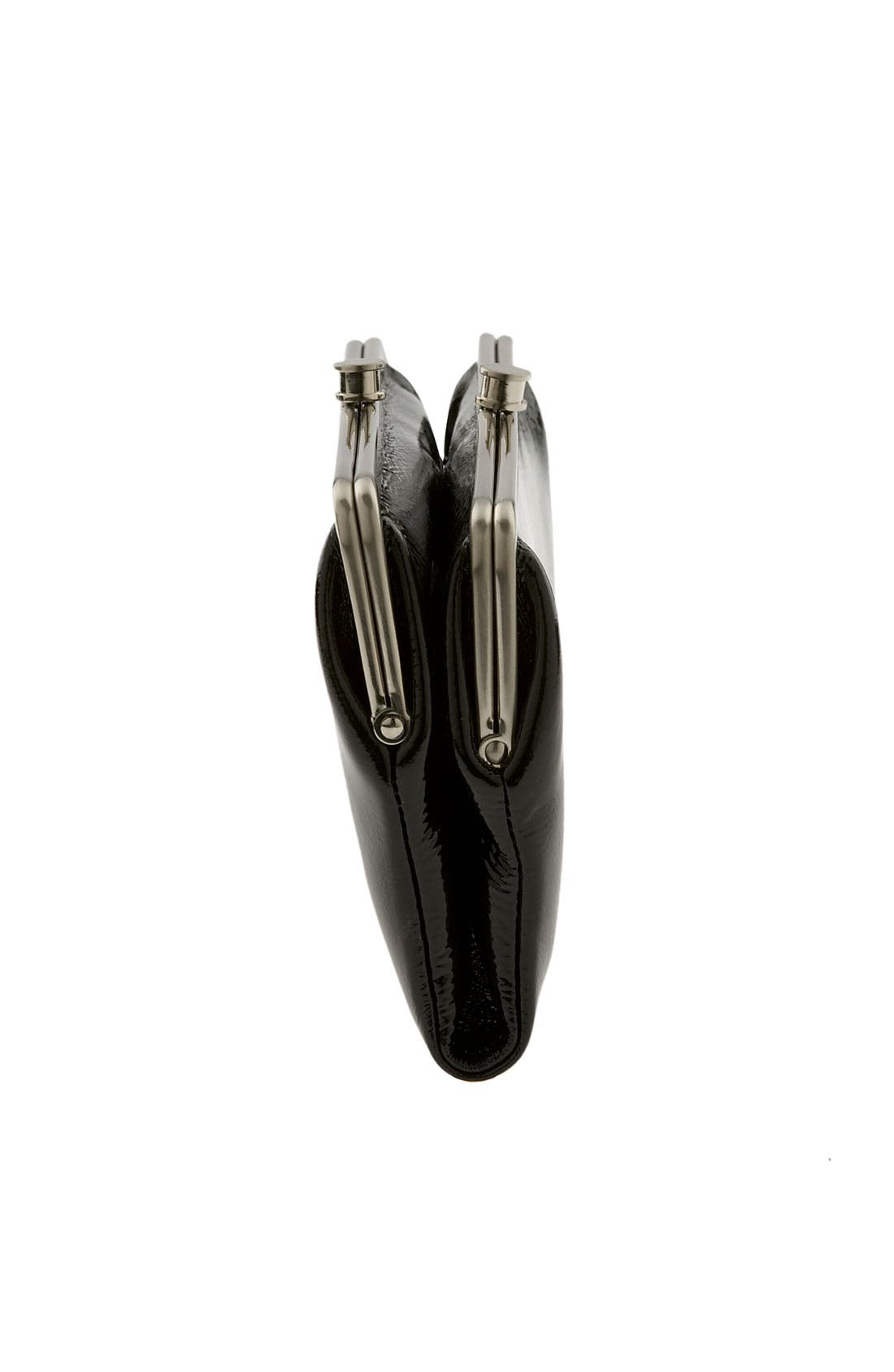 'Belinda' Double Frame Patent Clutch, Alternate, color, BLACK