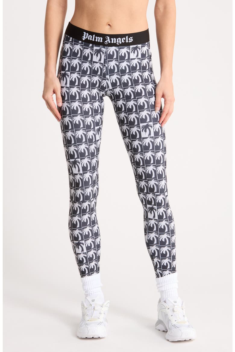 Palm Tree Leggings, Main, color, BLACK/WHITE