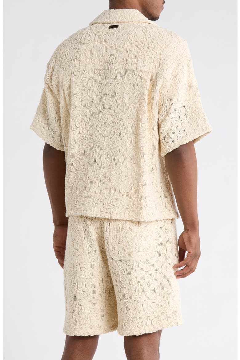 Mind Maze Cotton Blend Camp Shirt, Alternate, color, NATURAL