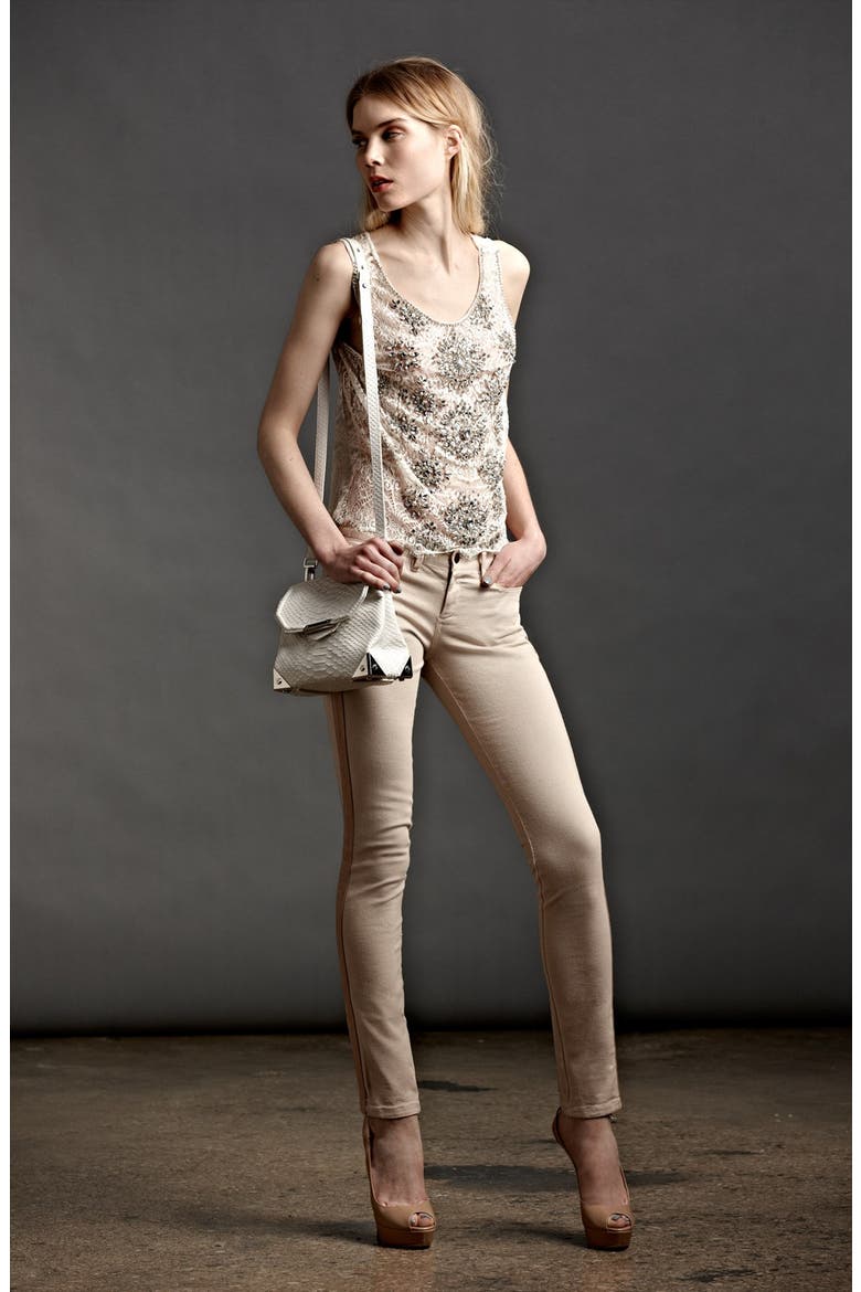Tuxedo Stripe Jeans, Alternate, color, SWAN/ BUFF