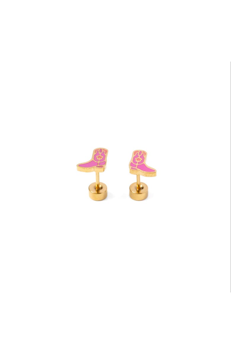 Pip Pop Cowboy Boot Stud Earrings, Alternate, color, Pink