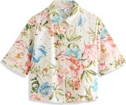 NEXT Floral Broderie Anglaise Short Sleeve Button-Up Shirt