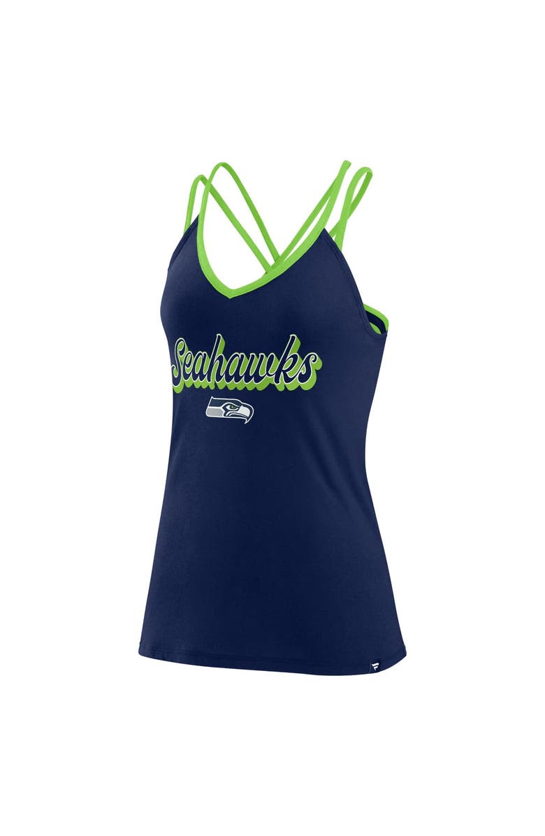 FANATICS Women's Fanatics Branded College Navy Seattle Seahawks Go For It Strappy Crossback Tank Top, Alternate, color, 
