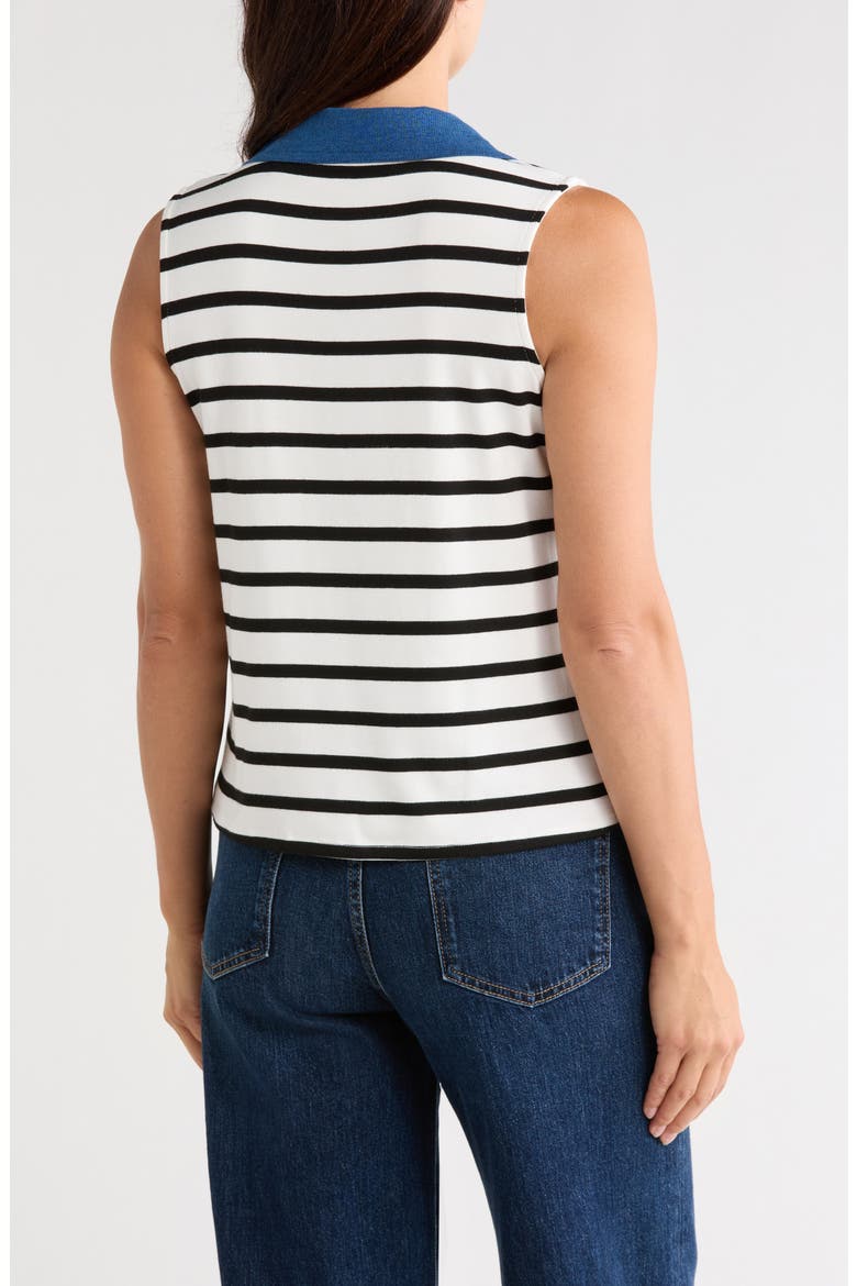 Contrast Collar Stripe Vest, Alternate, color, BONE/ BLACK MEDIUM WASH