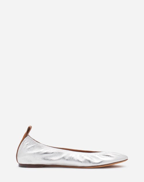 Lanvin Metallic Leather Ballerina Flats In Silver