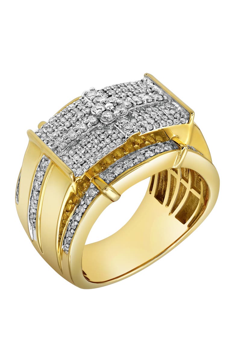 LuvMyJewelry Banner of Bling 14K Yellow Gold Diamond Men Statement Ring - 1.24ct., Main, color, 14K Yellow Gold