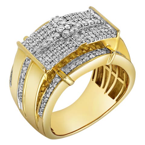 Banner of Bling 14K Yellow Gold Diamond Men Statement Ring - 1.24ct.