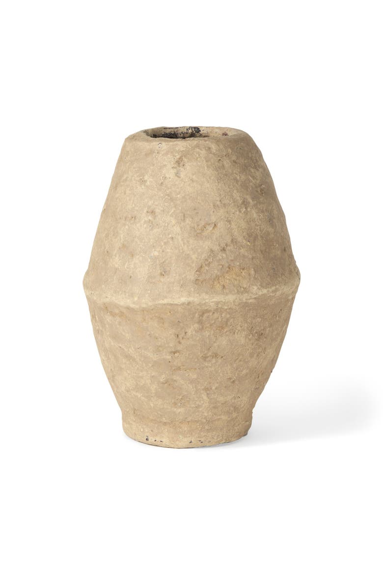 Rundal Paper Mache Vase, Main, color, Beige