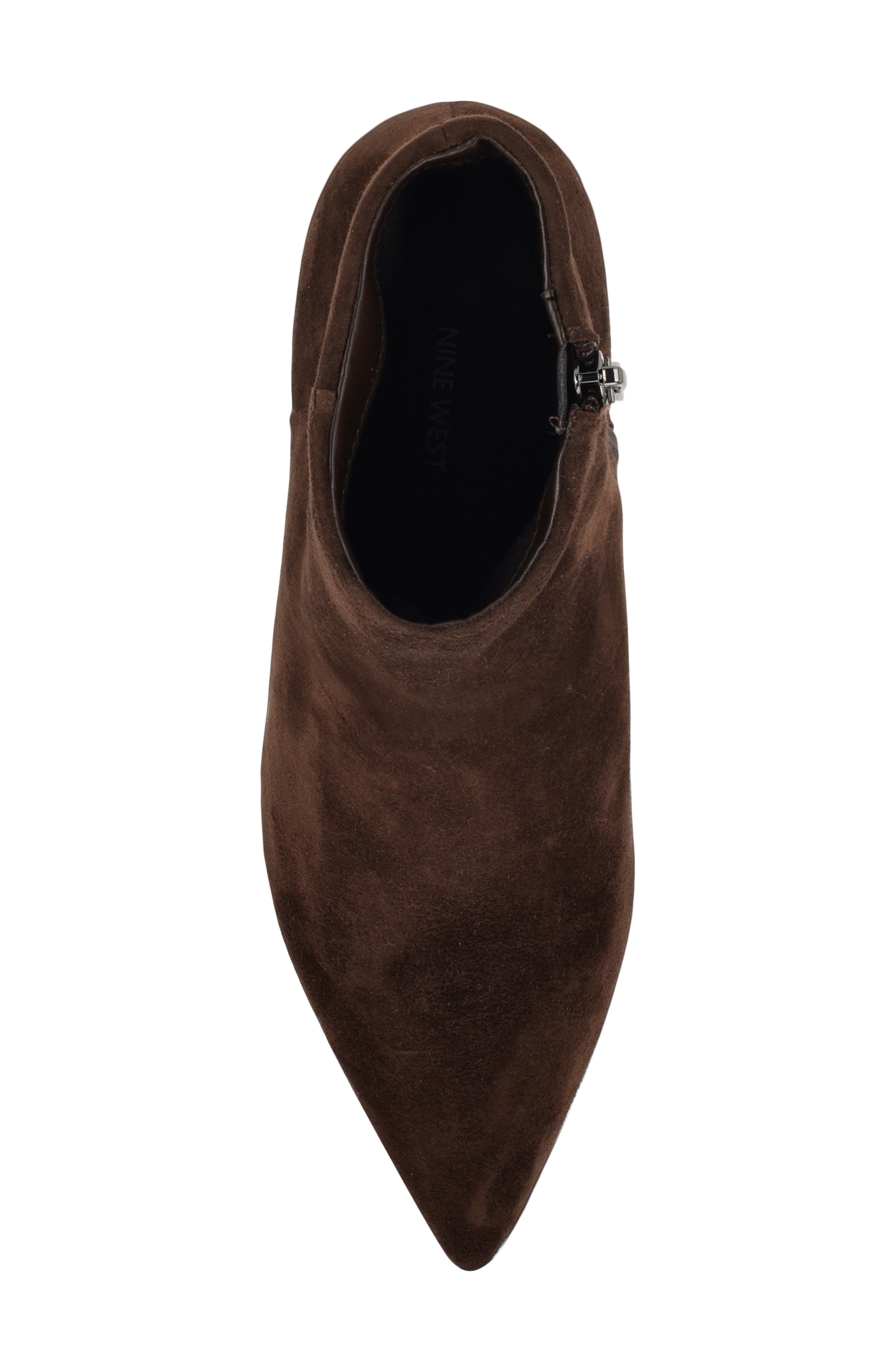 Nine West Brite Pointed Toe Kitten Heel Bootie, Alternate, color, Dark Brown Suede