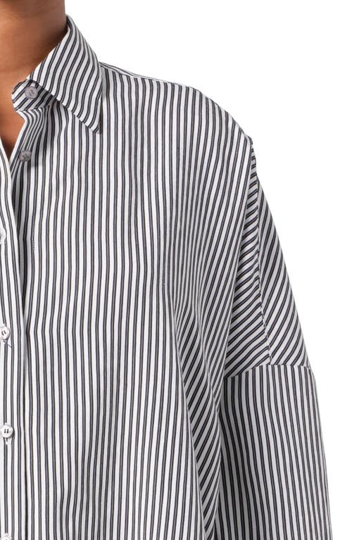 Shop Agolde Solene Stripe Roux Button-up Shirt In Solene Stripe (black & White)