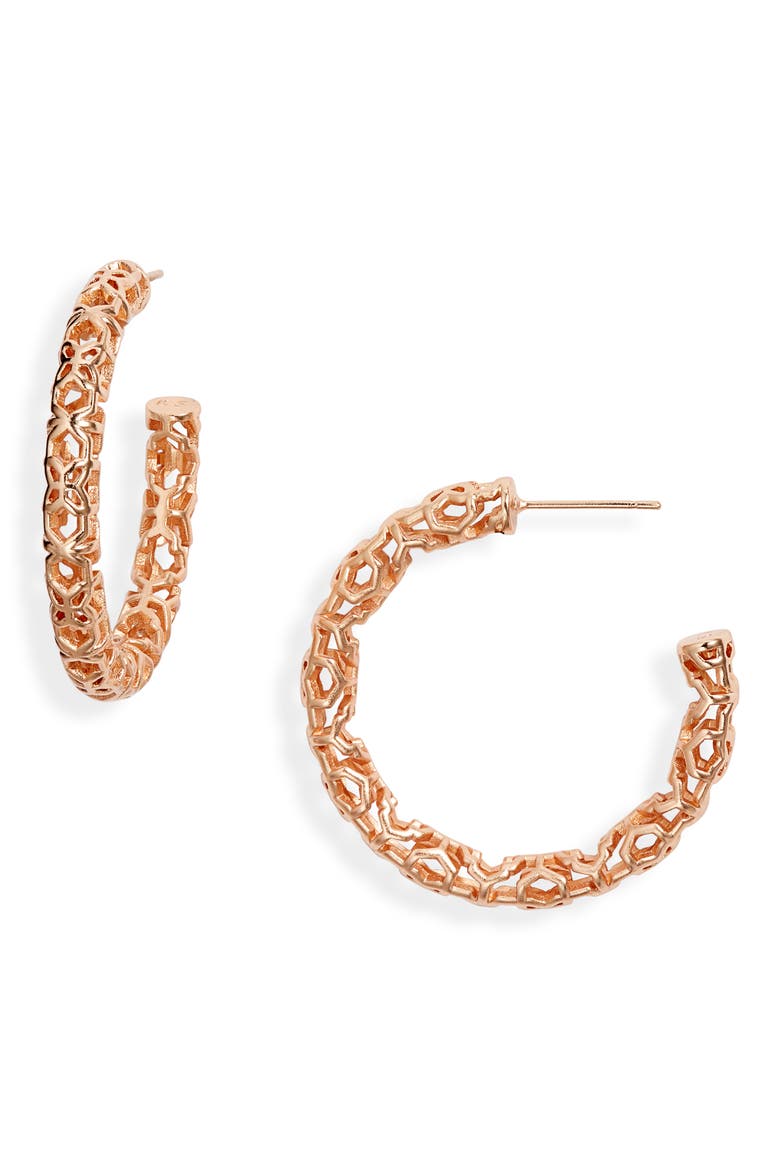 Maggie Medium Hoop Earrings, Main, color, ROSE GOLD FILIGREE