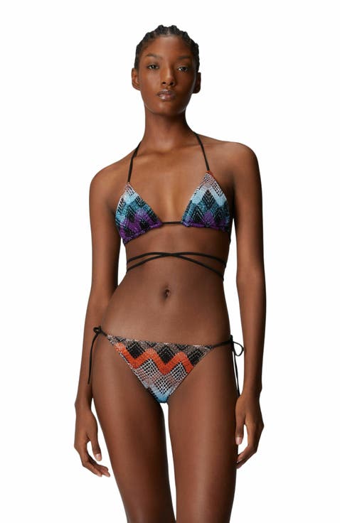 Bikini With Customizable Ties And Zig Zag Pattern