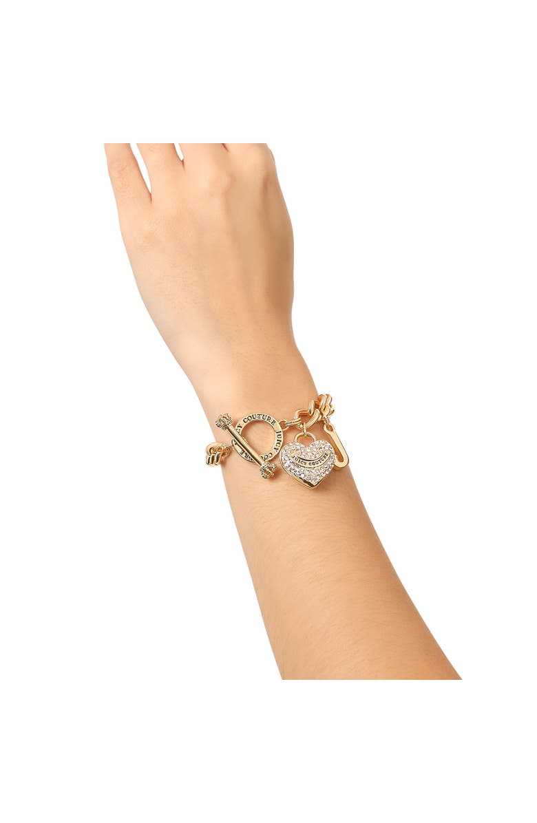 Juicy Couture Toggle Bracelet with Crystal Heart Charm, Alternate, color, Gold