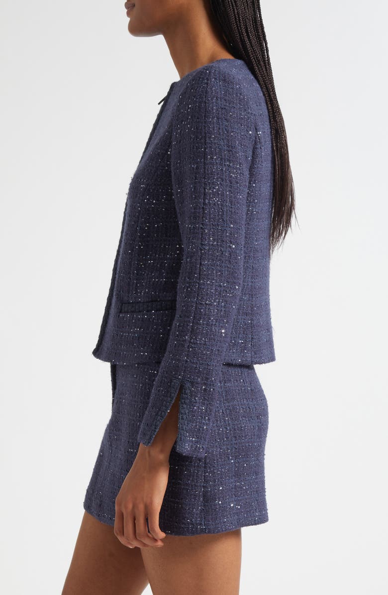 Emporio Armani Tweed Metallic Zip-Up Jacket, Alternate, color, Purple