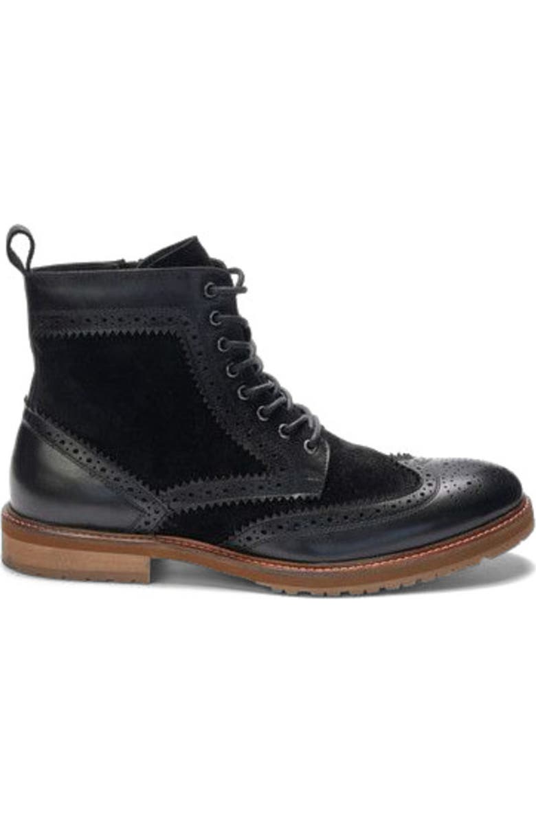 A. Veer Langston Wingtip Boot, Alternate, color, Black Leather & Suede