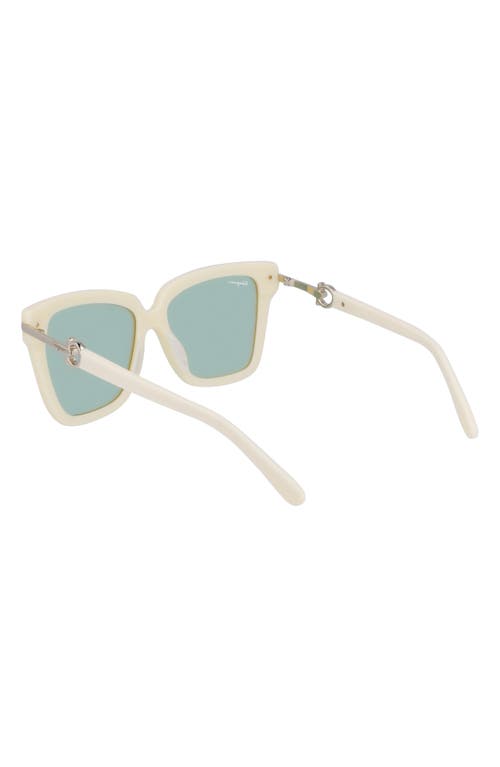 Ferragamo 57mm Polarized Rectangular Sunglasses In White
