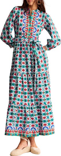 chinese dress ladies Alexa Linen Maxi Shirt Dress-Rich Emerald Gingham main image 1