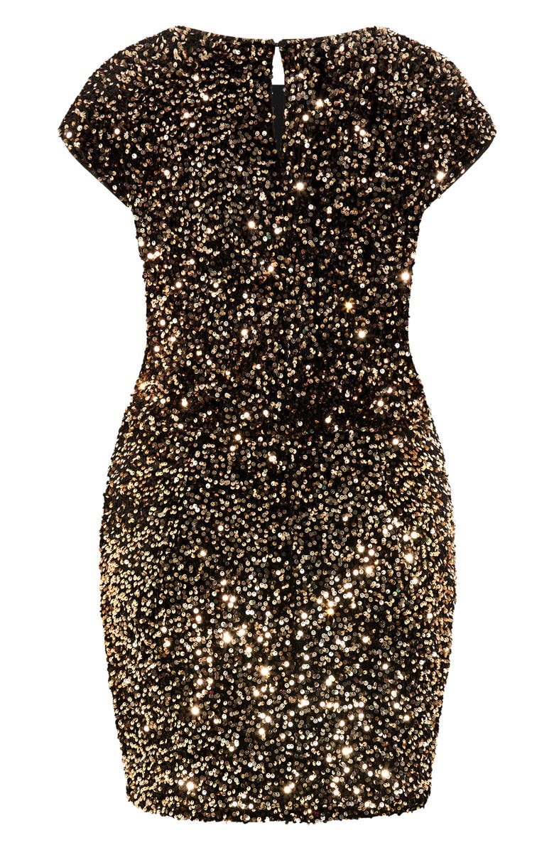 City Chic Sequin Cocktail Dress, Alternate, color, Gold