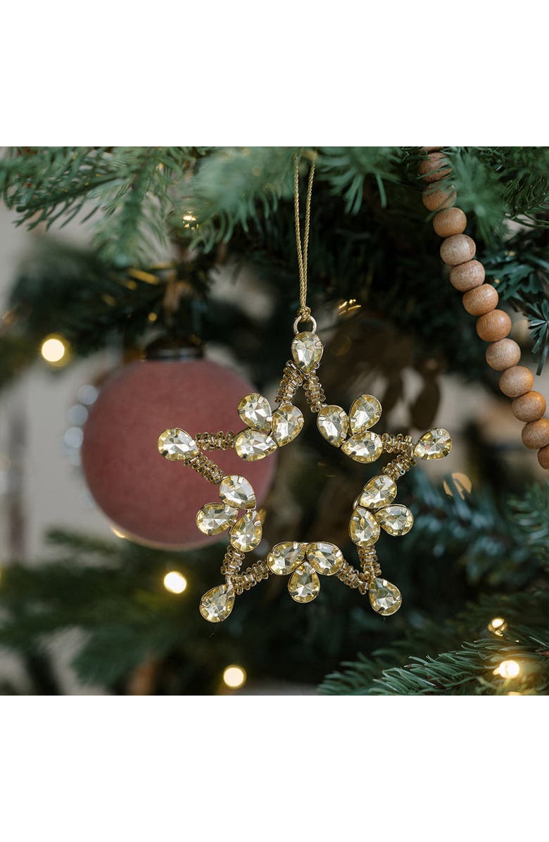 CG Hunter Beaded Snowflake and Star Christmas Ornaments, Alternate, color, Brass