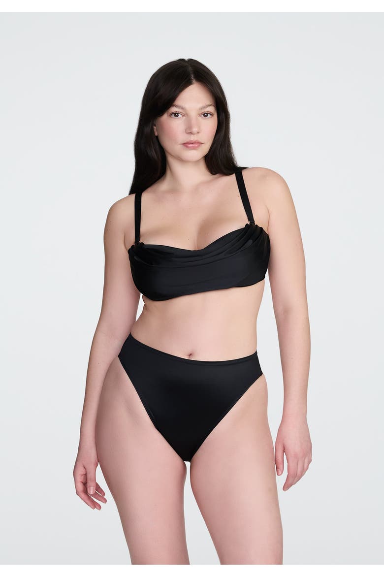 The Balconette Draped Satin, Alternate, color, BLACK