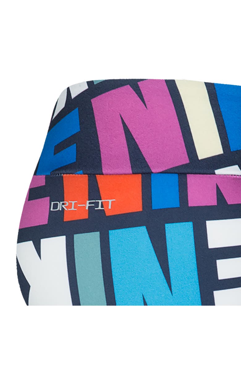Nike Kids' Block Logo Print Leggings, Alternate, color, Obsidian