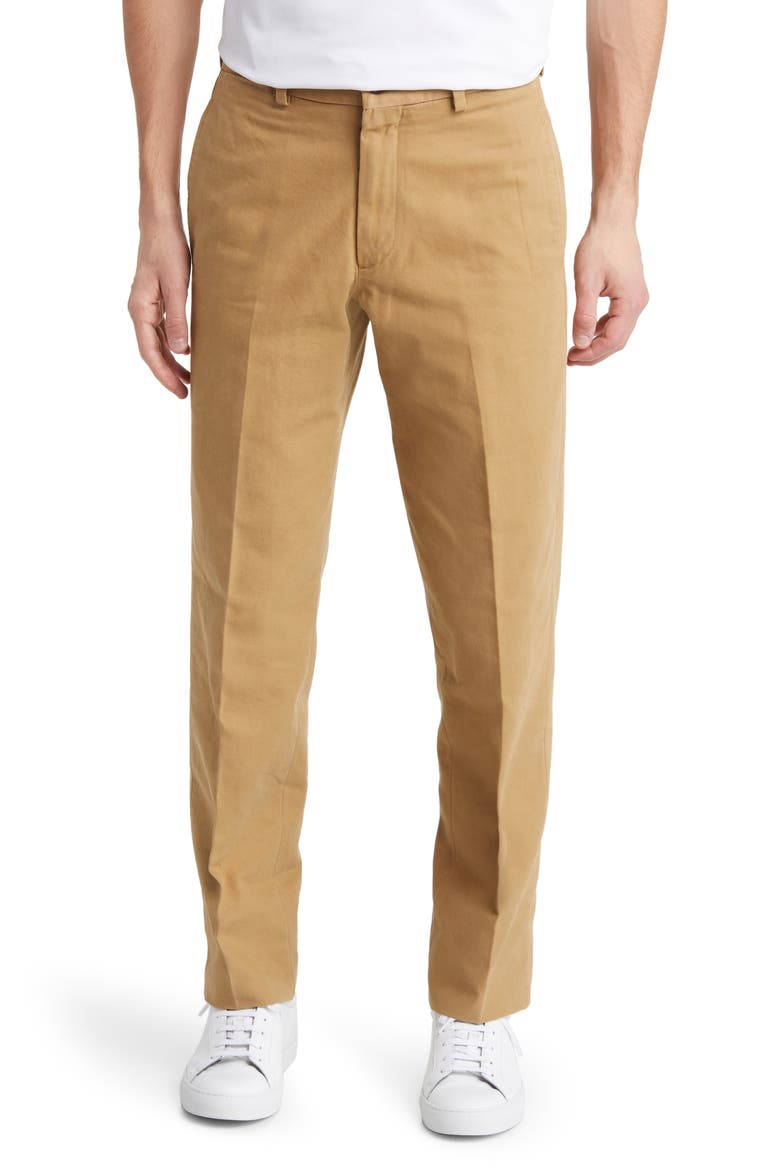 Charleston Flat Front Khakis, Main, color, BRITISH TAN