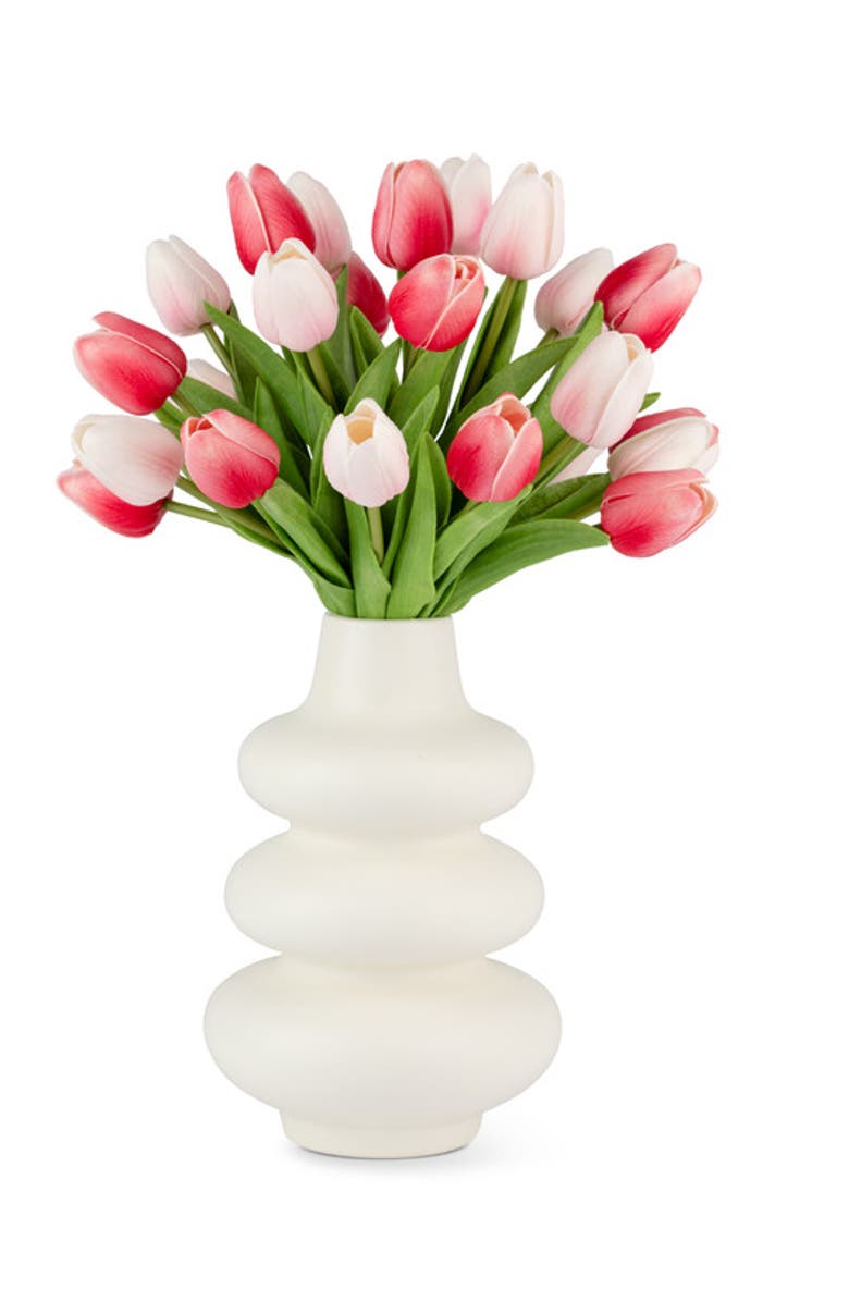 CocoBella Lilou RealTouch Tulip Arrangement, Main, color, Fuschia, White, Pink